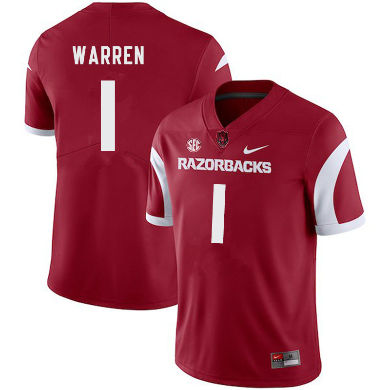 Men #1 De'Vion Warren Arkansas Razorbacks College Football Jerseys-Cardinal